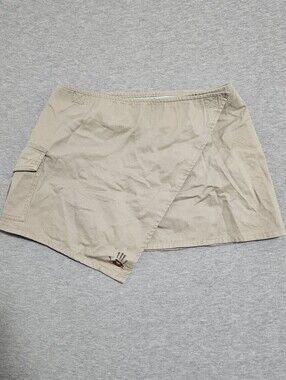 Vintage Y2k Mudd Beige Asymmetrical Wrap Mini Skirt Size 7